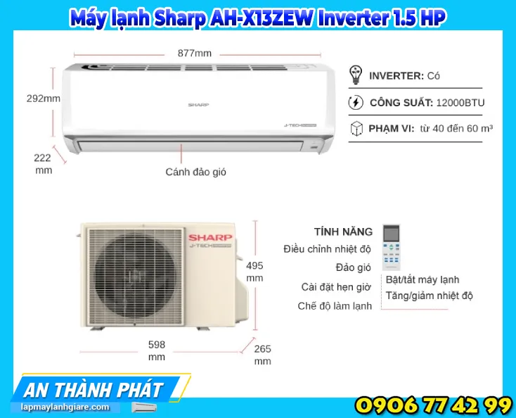 Máy lạnh Sharp AH-X13ZEW Inverter 1.5 HP