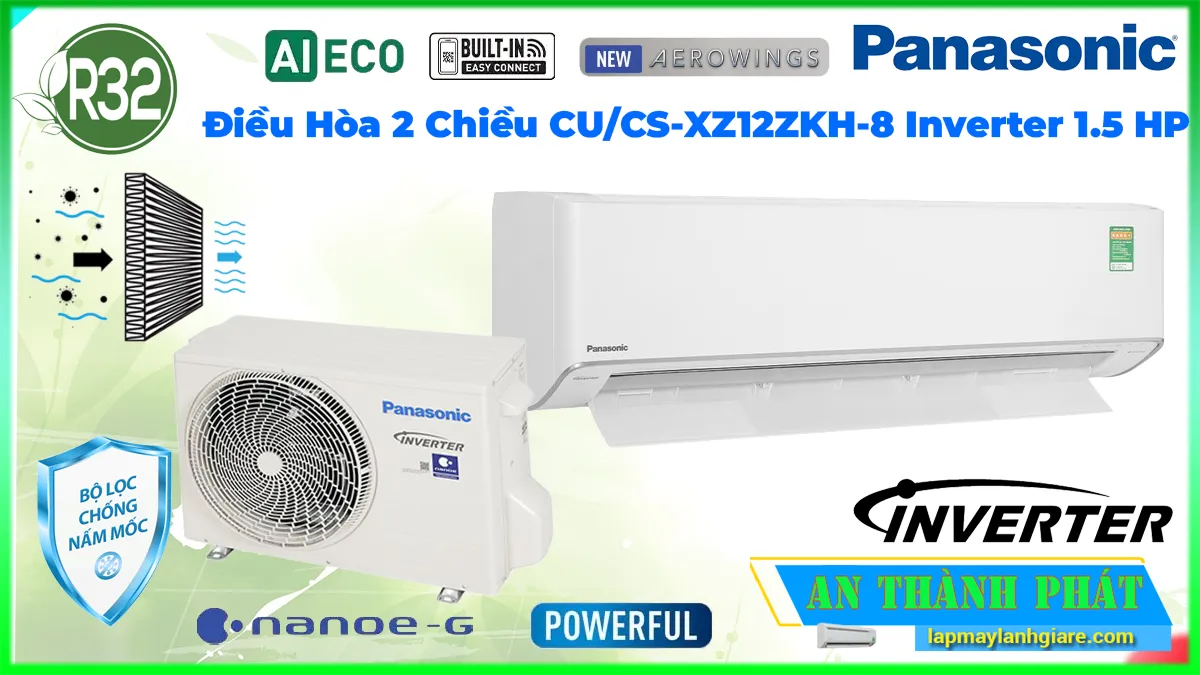 Điều Hòa 2 Chiều Panasonic CU/CS-XZ12ZKH-8 Inverter 1.5 HP