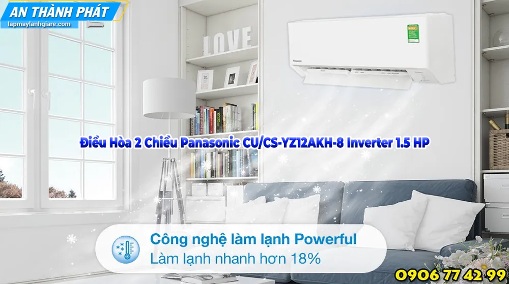Điều Hòa 2 Chiều Panasonic CU/CS-YZ12AKH-8 Inverter 1.5 HP