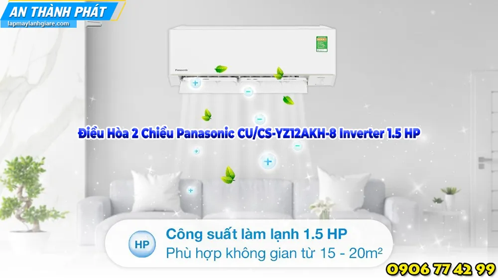 Điều Hòa 2 Chiều Panasonic CU/CS-YZ12AKH-8 Inverter 1.5 HP