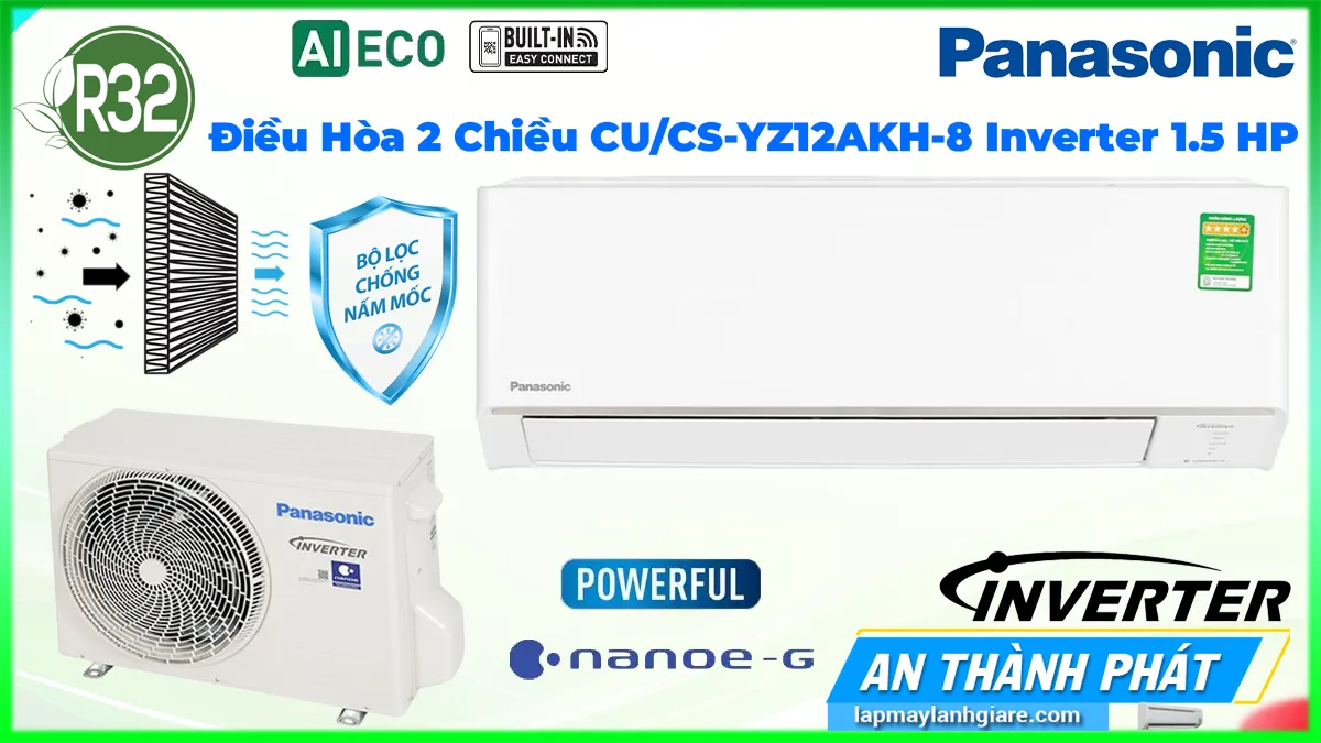 Điều Hòa 2 Chiều Panasonic CU/CS-YZ12AKH-8 Inverter 1.5 HP