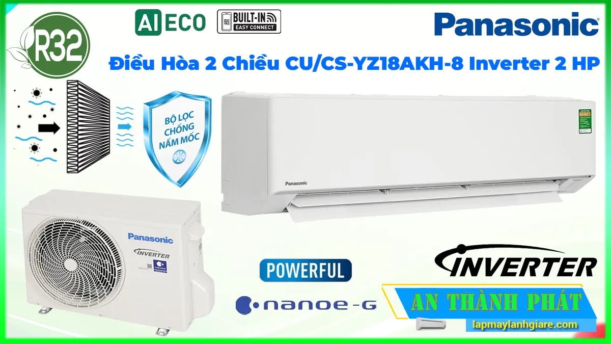 Điều Hòa 2 Chiều Panasonic CU/CS-YZ18AKH-8 Inverter 2 HP