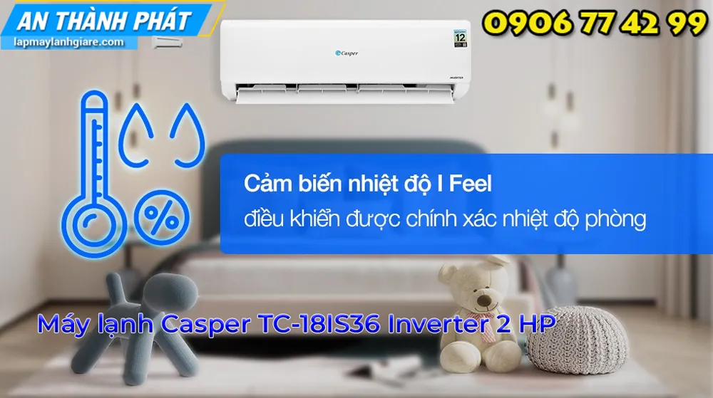 Máy lạnh Casper TC-18IS36 Inverter 2 HP công nghệ cảm biến nhiệt đo i feelk