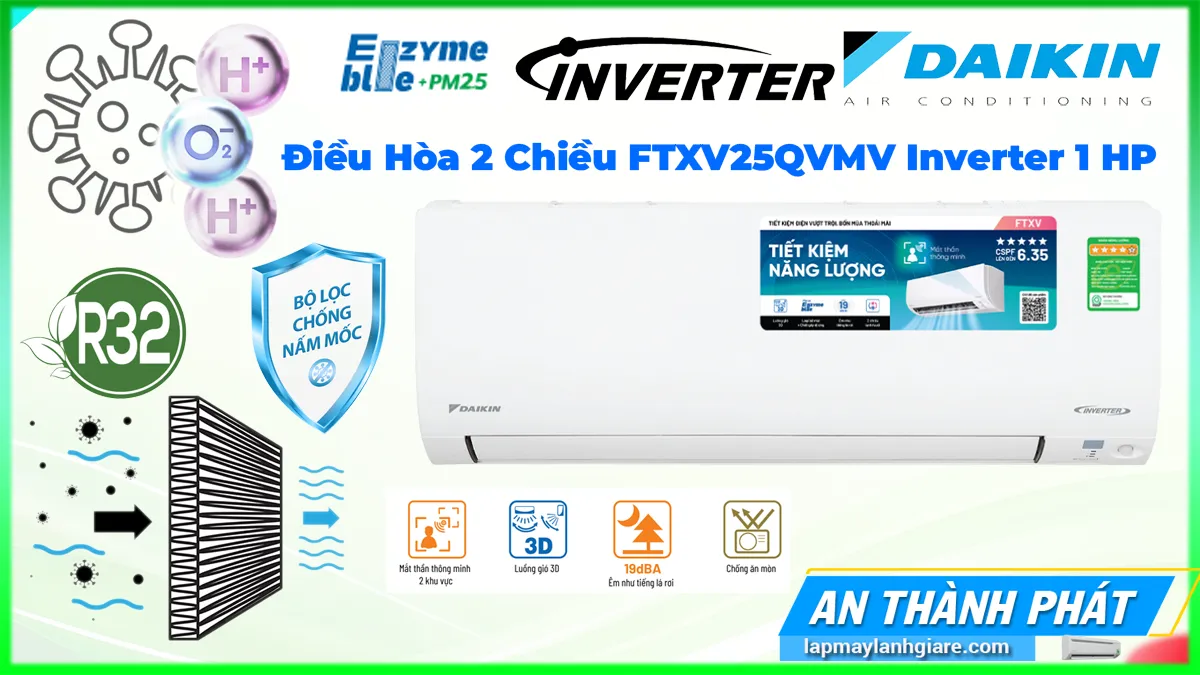 Điều Hòa 2 Chiều Daikin FTXV25QVMV Inverter 1 HP 