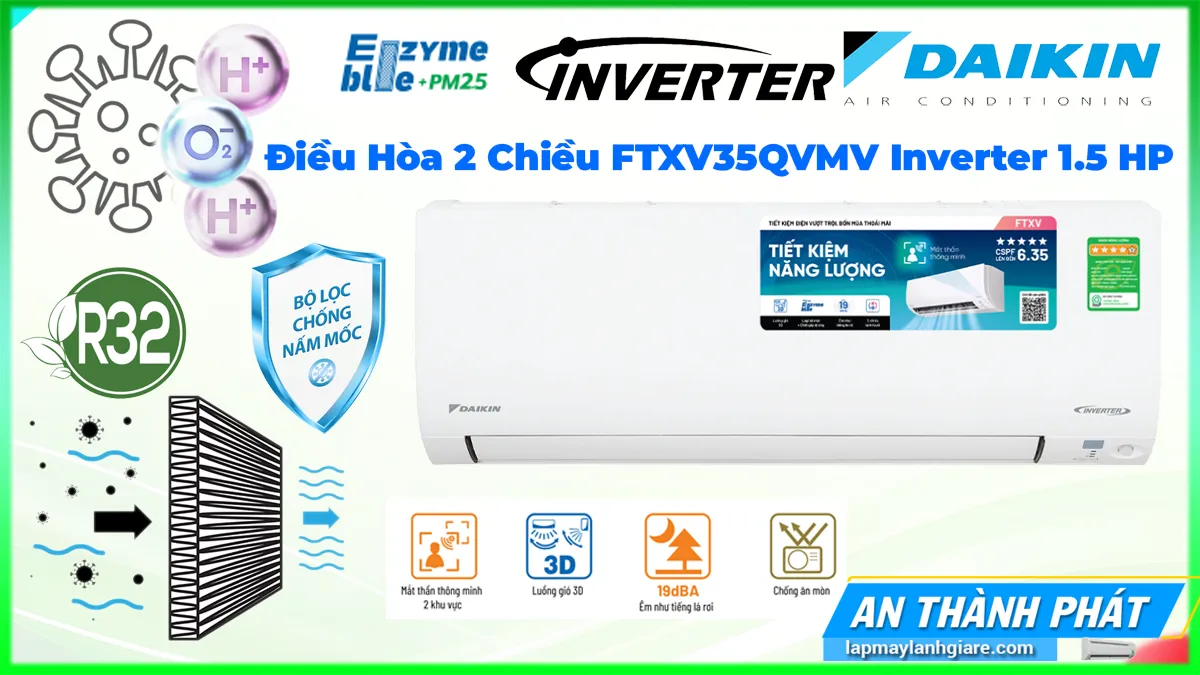 Điều Hòa 2 Chiều Daikin FTXV35QVMV Inverter 1.5 HP 