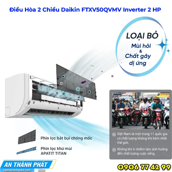 Điều Hòa 2 Chiều Daikin FTXV50QVMV Inverter 2 HP