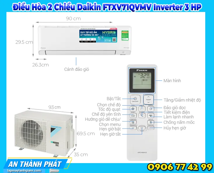 Điều Hòa 2 Chiều Daikin FTXV71QVMV Inverter 3 HP