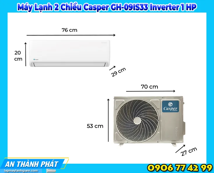 Máy Lạnh 2 Chiều Casper GH-09IS33 Inverter 1 HP