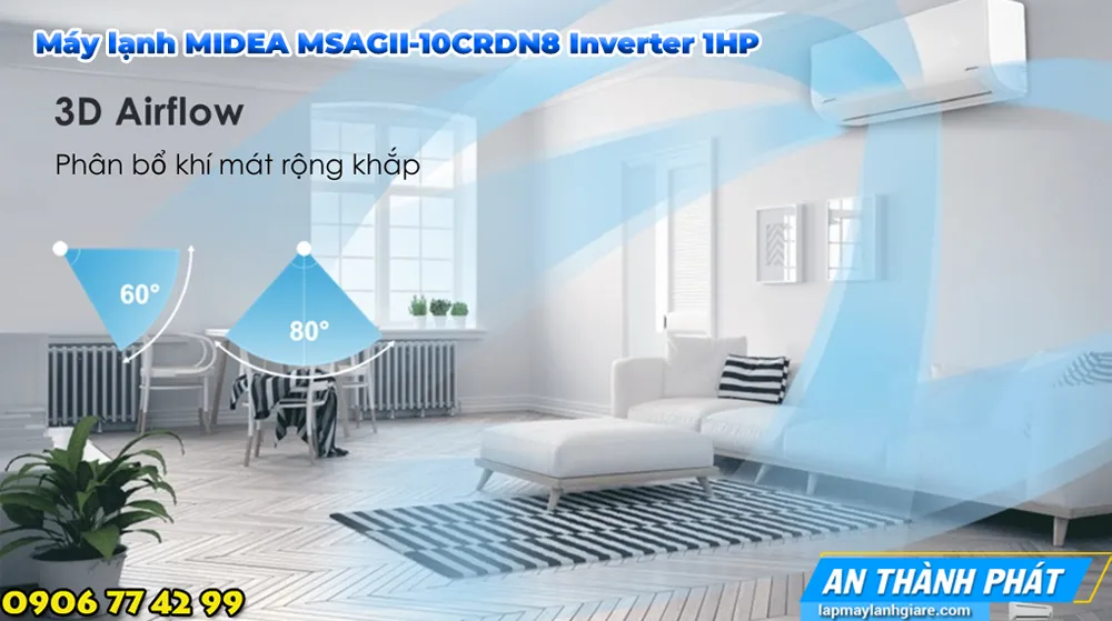 Máy lạnh MIDEA MSAGII-10CRDN8 Inverter 1HP cong nghe lam mat