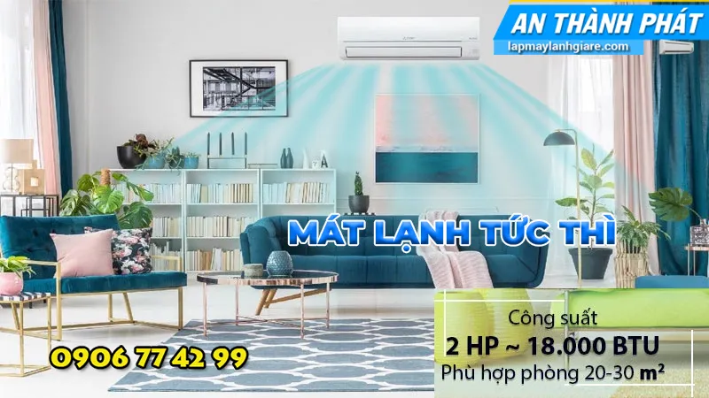 Máy lạnh Mitsubishi Electric MSY-JW50VF Inverter 2 HP công suất làm lạnh rộng