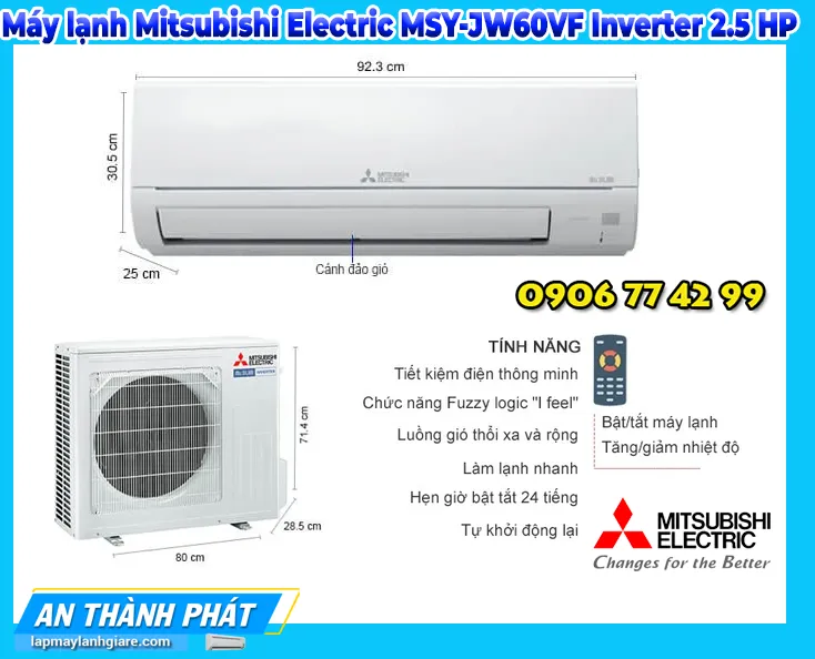 Máy lạnh Mitsubishi Electric MSY-JW60VF Inverter 2.5 HP