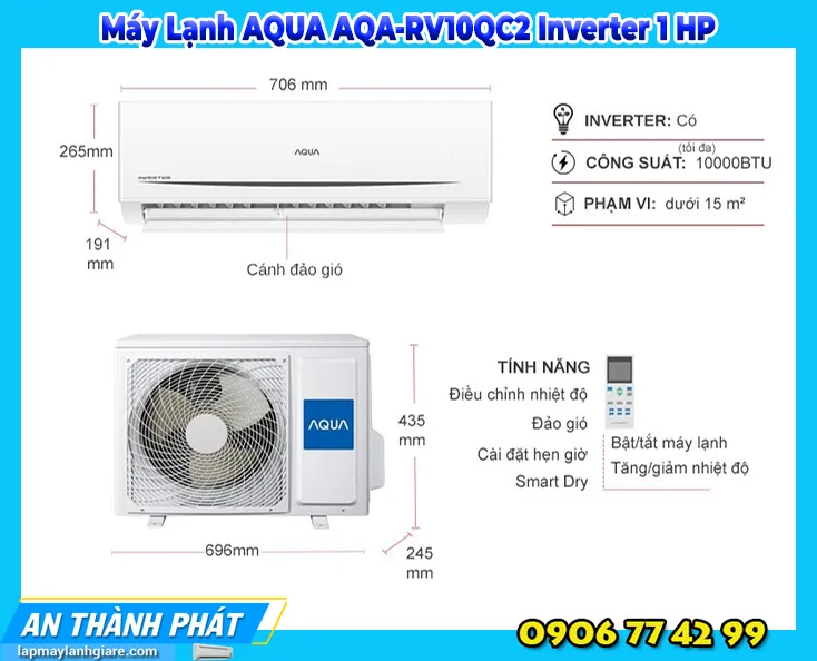 Máy Lạnh AQUA AQA-RV10QC2 Inverter 1 HP