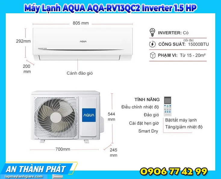 Máy Lạnh AQUA AQA-RV13QC2 Inverter 1.5 HP