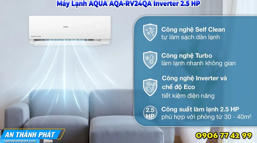 Máy Lạnh AQUA AQA-RV24QA Inverter 2.5 HP