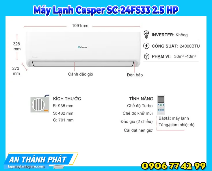 Máy Lạnh Casper SC-24FS33 2.5 HP