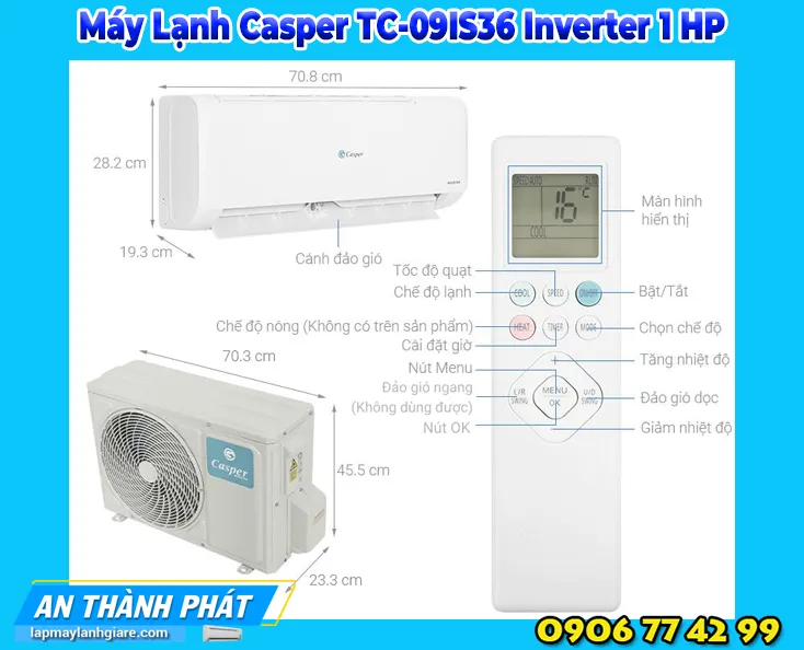 Máy Lạnh Casper TC-09IS36 Inverter 1 HP