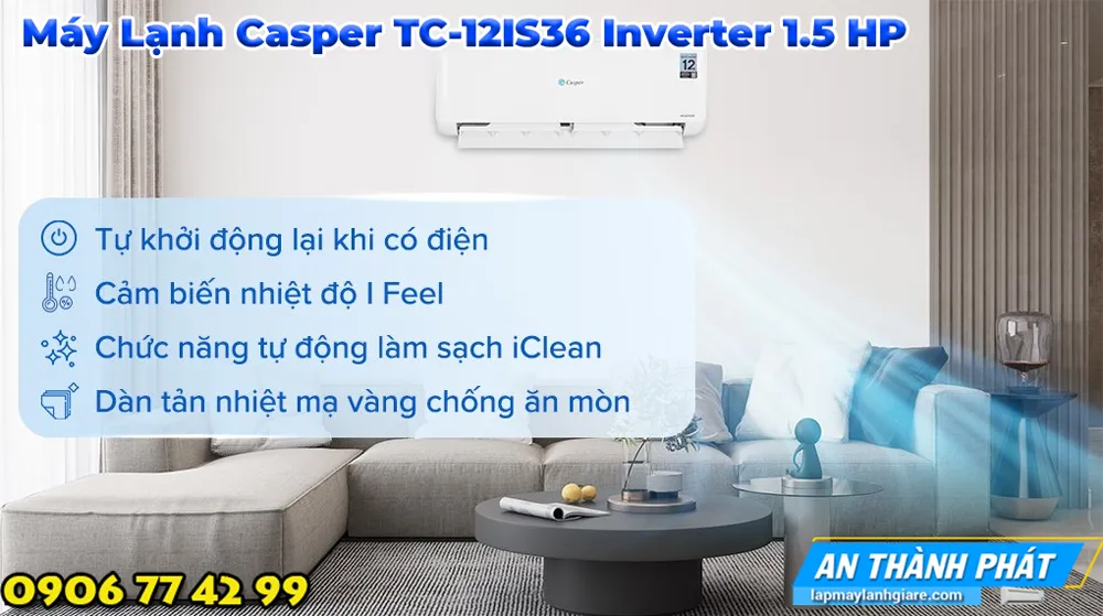 Máy Lạnh Casper TC-12IS36 Inverter 1.5 HP