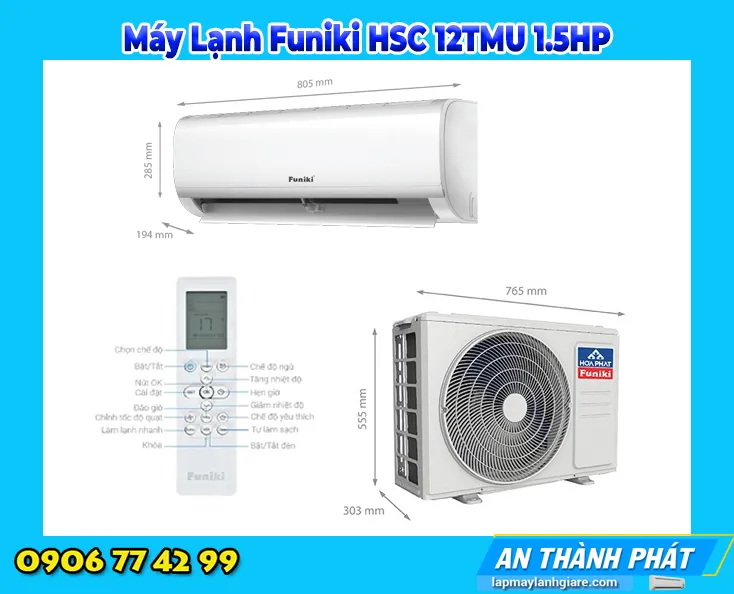 Máy Lạnh Funiki HSC 12TMU 1.5HP thong tin thiet ke