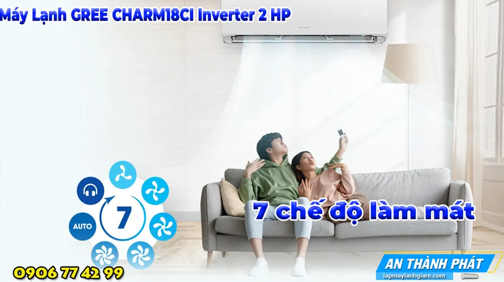 Máy Lạnh GREE CHARM18CI Inverter 2 HP cong nghe noi bat