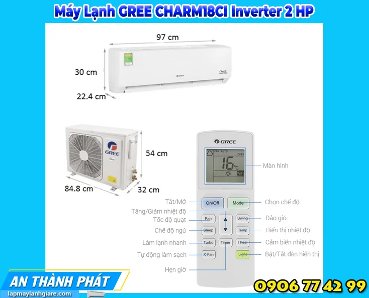 Máy Lạnh GREE CHARM18CI Inverter 2 HP 