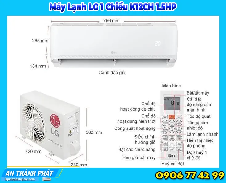 Máy Lạnh LG 1 Chiều K12CH 1.5HP
