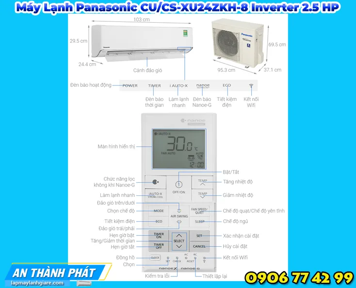 Máy Lạnh Panasonic CU/CS-XU24ZKH-8 Inverter 2.5 HP