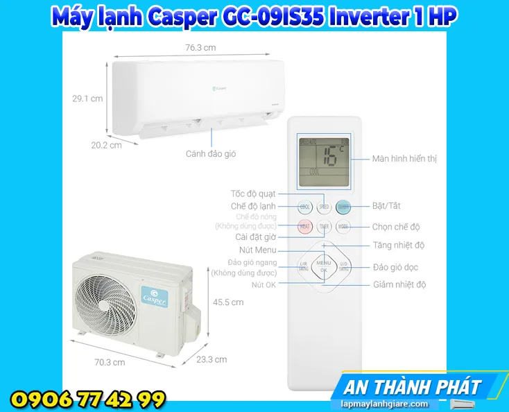 Máy lạnh Casper GC-09IS35 Inverter 1 HP