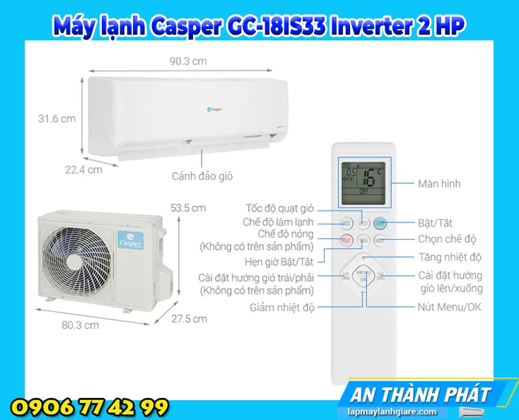 Máy lạnh Casper GC-18IS33 Inverter 2 HP