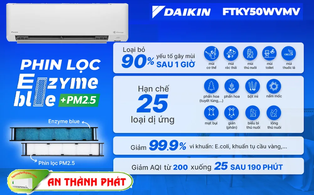 Máy lạnh Daikin FTKY50WVMV Inverter 2 HP cong nghe lọc moi