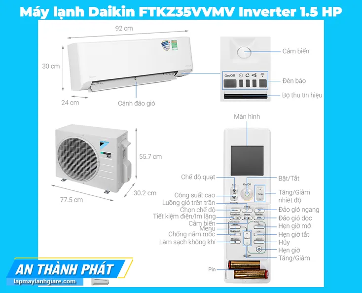 Máy lạnh Daikin FTKZ35VVMV Inverter 1.5 HP