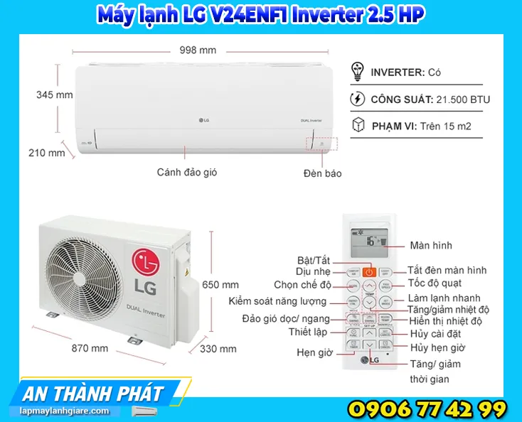 Máy lạnh LG V24ENF1 Inverter 2.5 HP 