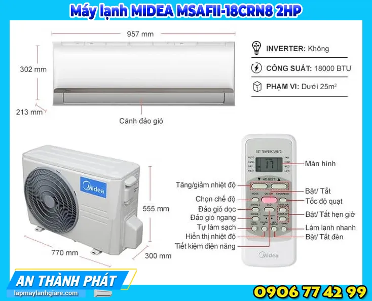 Máy lạnh MIDEA MSAFII-18CRN8 2HP