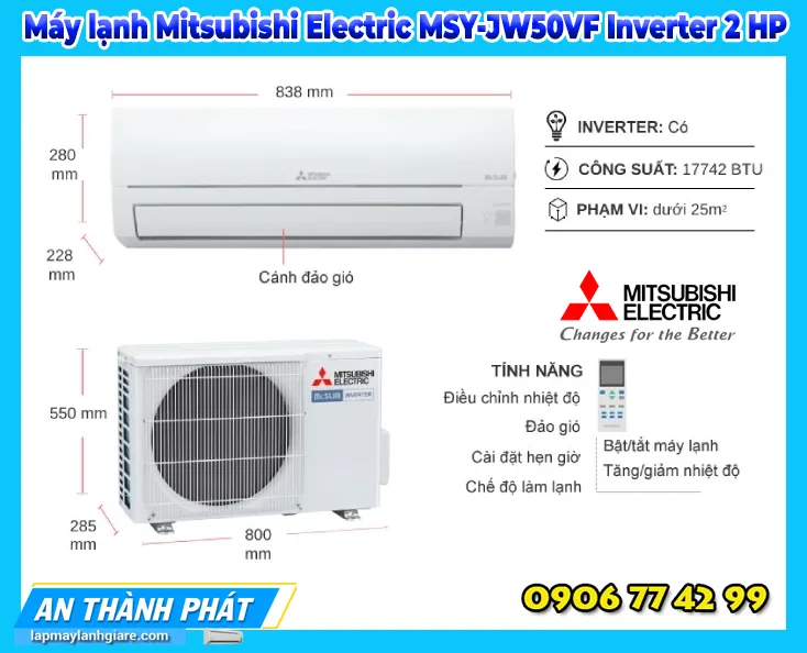Máy lạnh Mitsubishi Electric MSY-JW50VF Inverter 2 HP thong so thiet ke