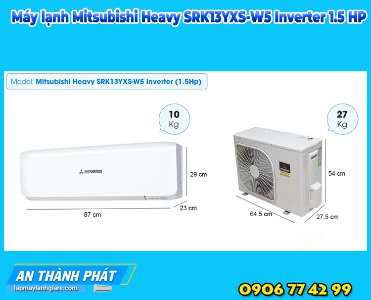 Máy lạnh Mitsubishi Heavy SRK13YXS-W5 Inverter 1.5 HP