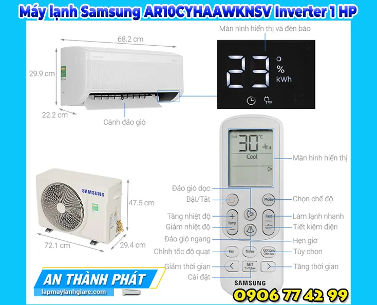 Máy lạnh Samsung AR10CYHAAWKNSV Inverter 1 HP
