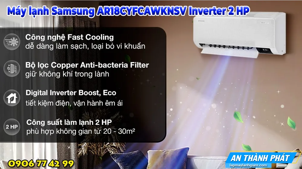 Máy lạnh Samsung AR18CYFCAWKNSV Inverter 2 HP