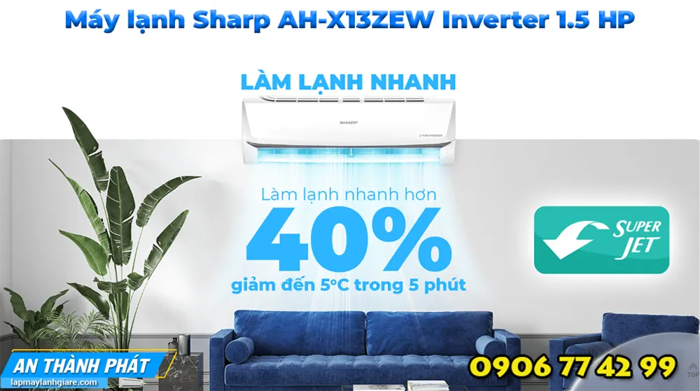 Máy lạnh Sharp AH-X13ZEW Inverter 1.5 HP