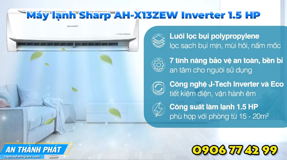 Máy lạnh Sharp AH-X13ZEW Inverter 1.5 HP