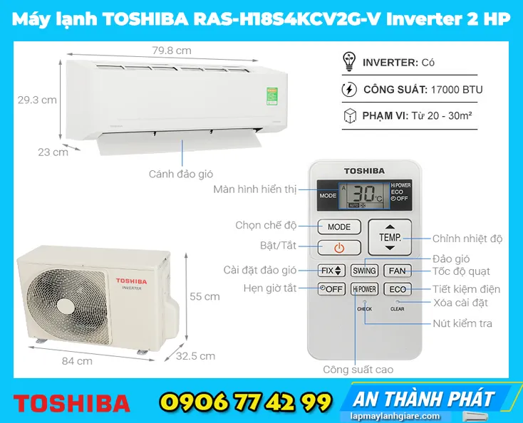 Máy lạnh TOSHIBA RAS-H18S4KCV2G-V