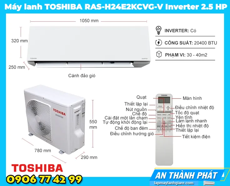 Máy lạnh TOSHIBA RAS-H24E2KCVG-V