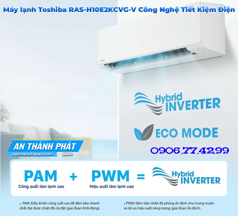 Máy lạnh Toshiba RAS-H10E2KCVG-V cong nghe tiet kiem đien