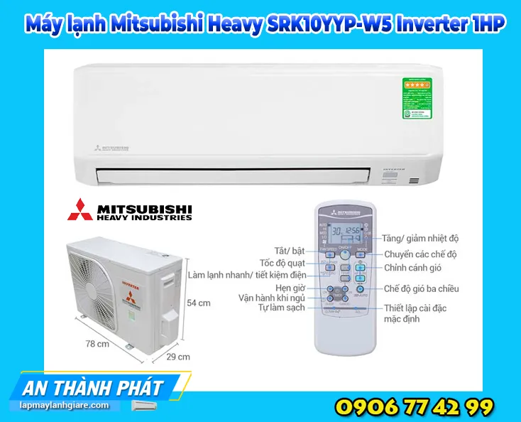 Máy lạnh Mitsubishi Heavy SRK10YYP-W5 Inverter 1HP thông tin thiết kế