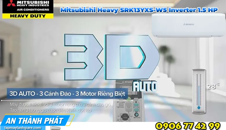 Máy lạnh Mitsubishi Heavy SRK13YXS-W5 Inverter 1.5 HP