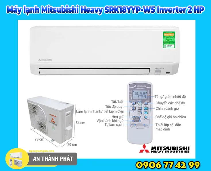 Máy lạnh Mitsubishi Heavy SRK18YYP-W5 Inverter 2 HP thong tin
