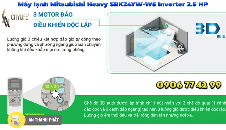 Máy lạnh Mitsubishi Heavy SRK24YW-W5 Inverter 2.5 HP