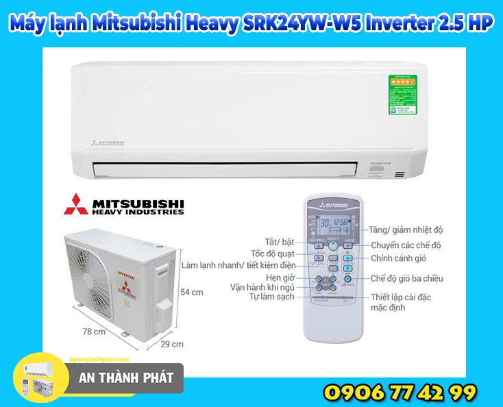 Máy lạnh Mitsubishi Heavy SRK24YW-W5 Inverter 2.5 HP