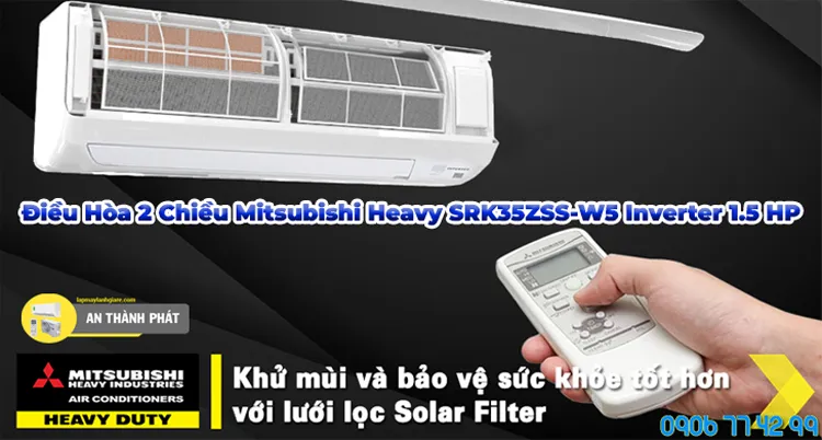 Điều Hòa 2 Chiều Mitsubishi Heavy SRK35ZSS-W5 Inverter 1.5 HP