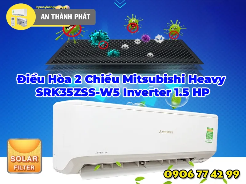 Điều Hòa 2 Chiều Mitsubishi Heavy SRK35ZSS-W5 Inverter 1.5 HP