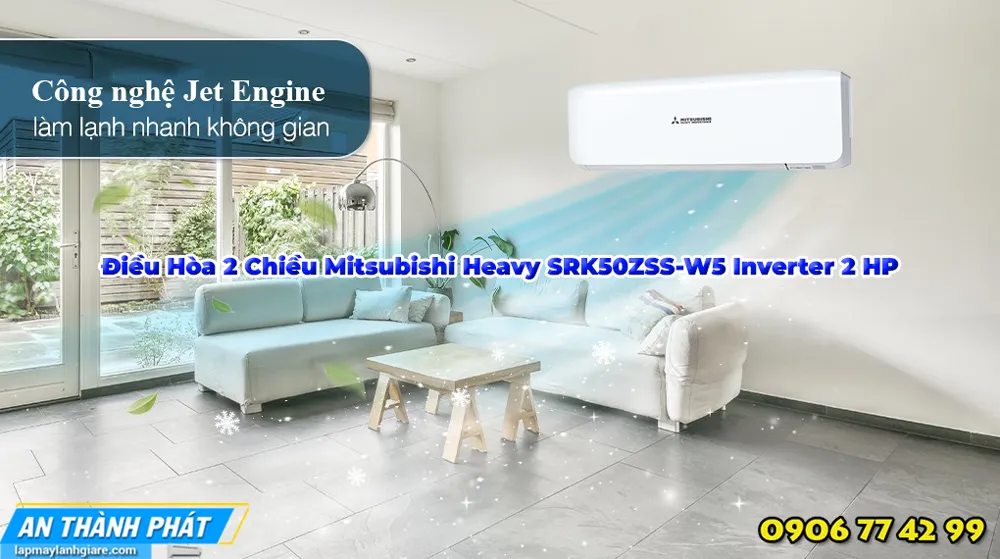 Điều Hòa 2 Chiều Mitsubishi Heavy SRK50ZSS-W5 Inverter 2 HP