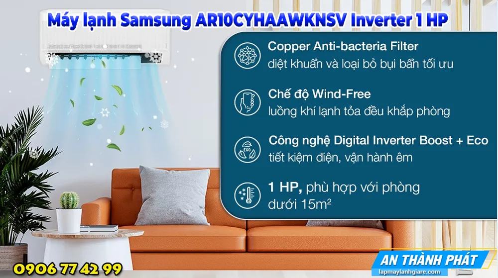 Máy lạnh Samsung AR10CYHAAWKNSV Inverter 1 HP